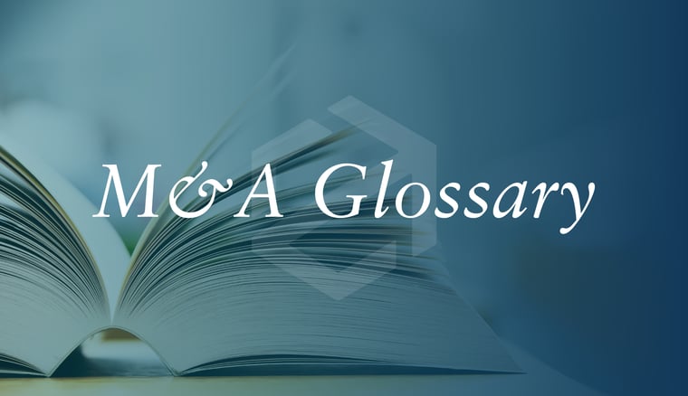 an open book, pages closeup, text reads: M&A Glossary